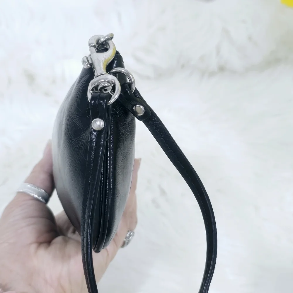 Coach black leather wristlet